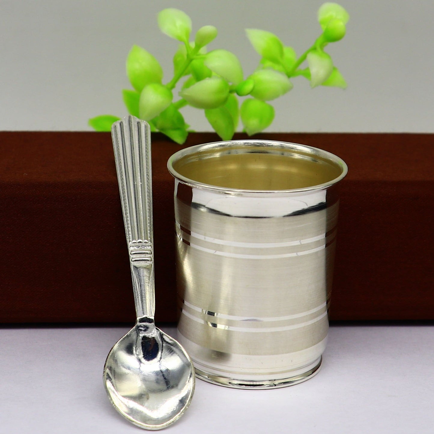 999 fine silver handmade water/milk Glass tumbler, silver flask, baby kids silver small cup utensils stay healthy from bacteria sv195 - TRIBAL ORNAMENTS