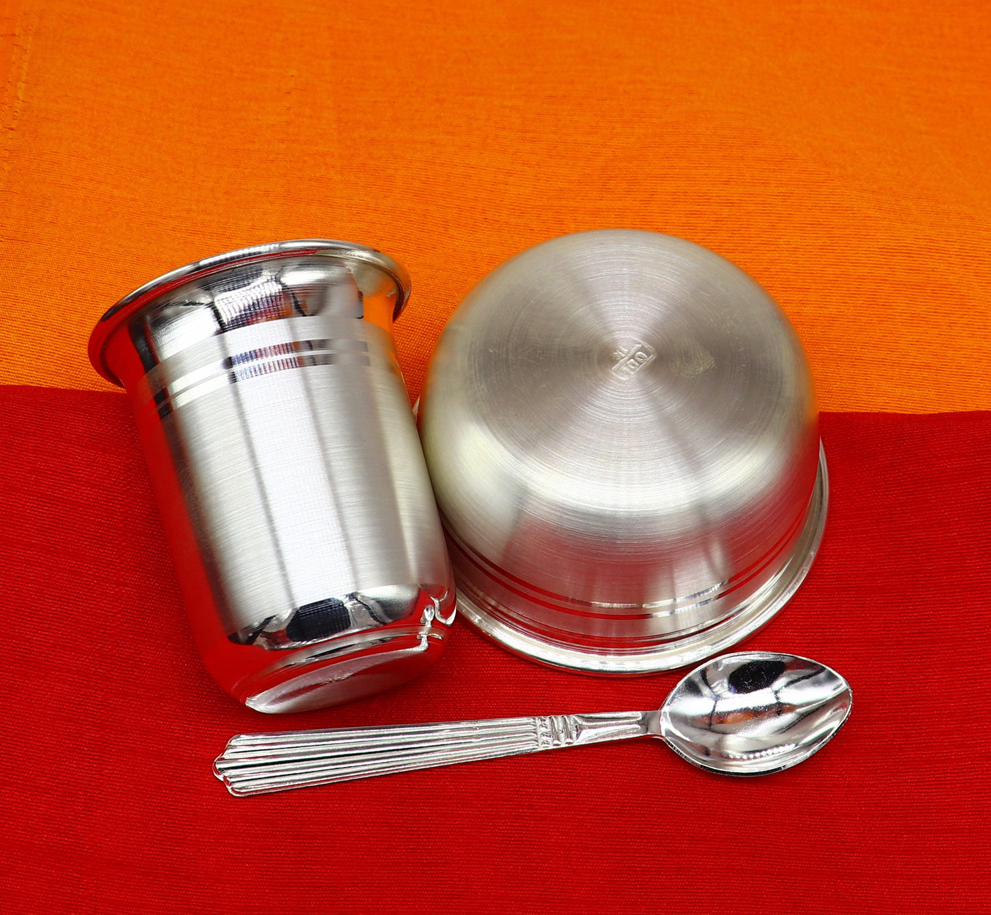 999 fine silver water milk glass and bowl, silver tumbler silver spoon, silver utensils, silver baby set serving food utensils sv200 - TRIBAL ORNAMENTS