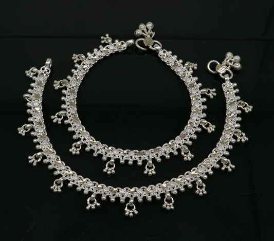 10.5" sterling silver solid customized stylish designer anklet bracelet foot bracelet vintage tribal belly dance wedding jewelry ank378 - TRIBAL ORNAMENTS