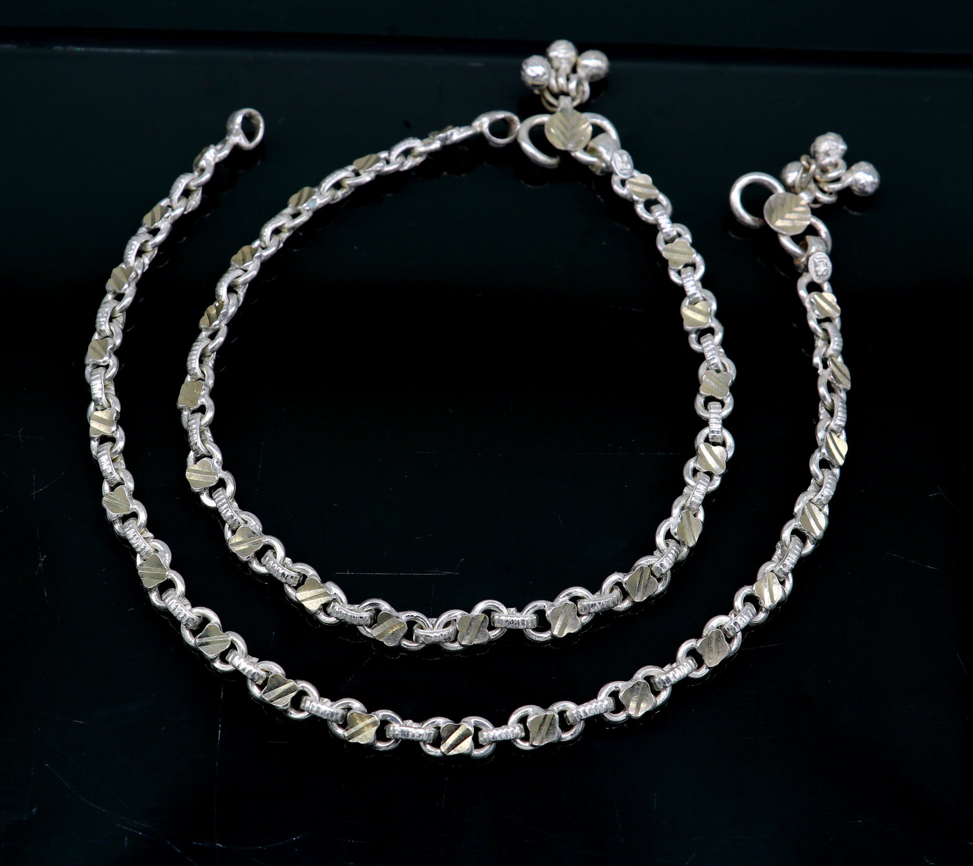 10.5" sterling silver solid customized stylish designer anklet bracelet foot bracelet vintage tribal belly dance wedding jewelry ank381 - TRIBAL ORNAMENTS