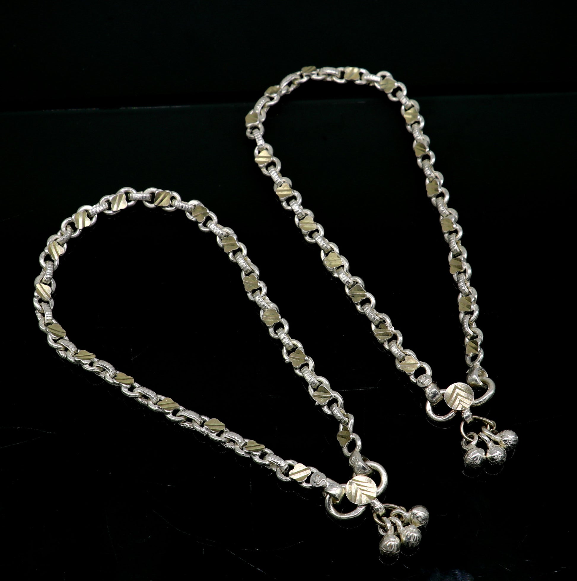 10.5" sterling silver solid customized stylish designer anklet bracelet foot bracelet vintage tribal belly dance wedding jewelry ank381 - TRIBAL ORNAMENTS