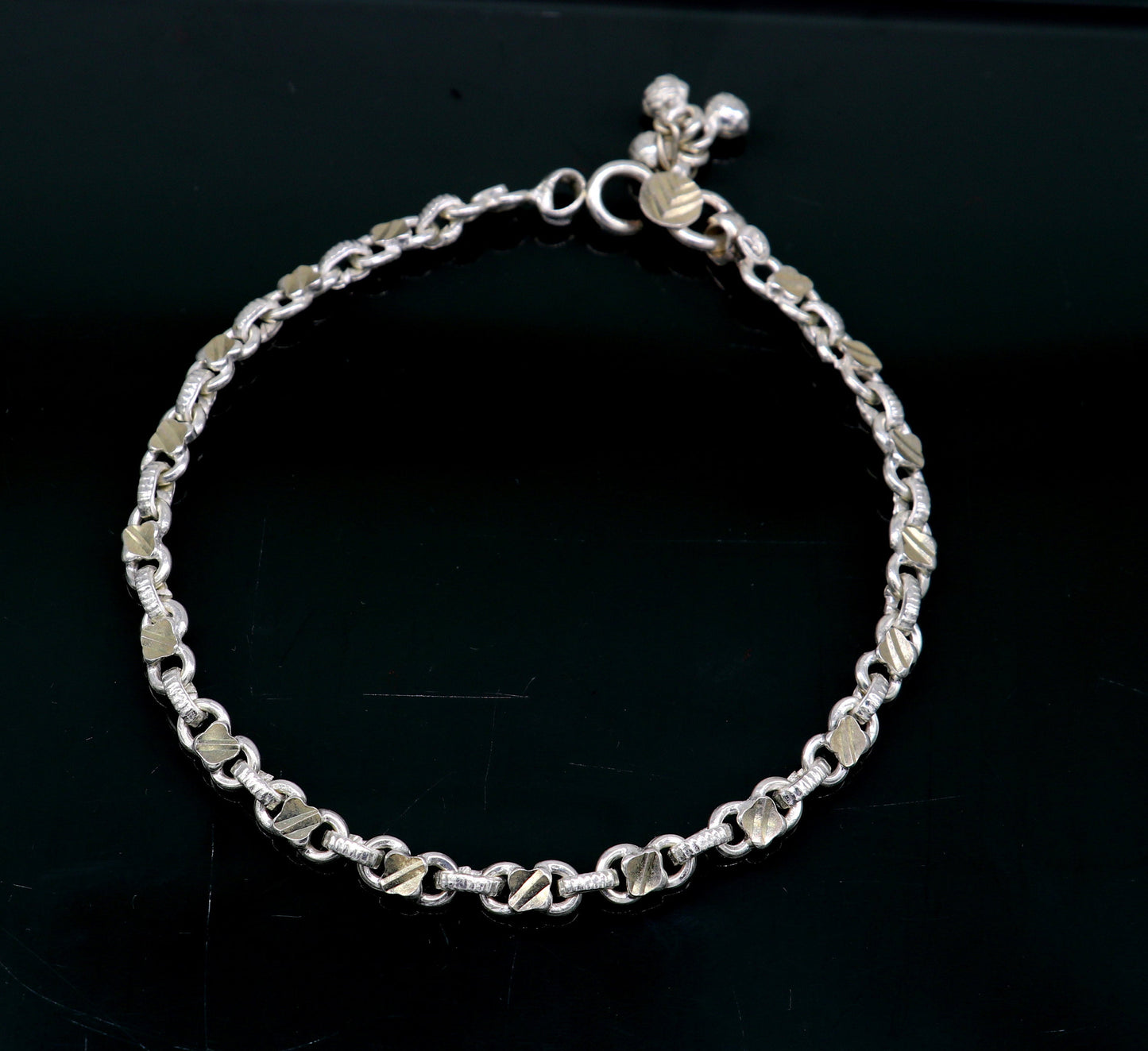 10.5" sterling silver solid customized stylish designer anklet bracelet foot bracelet vintage tribal belly dance wedding jewelry ank381 - TRIBAL ORNAMENTS