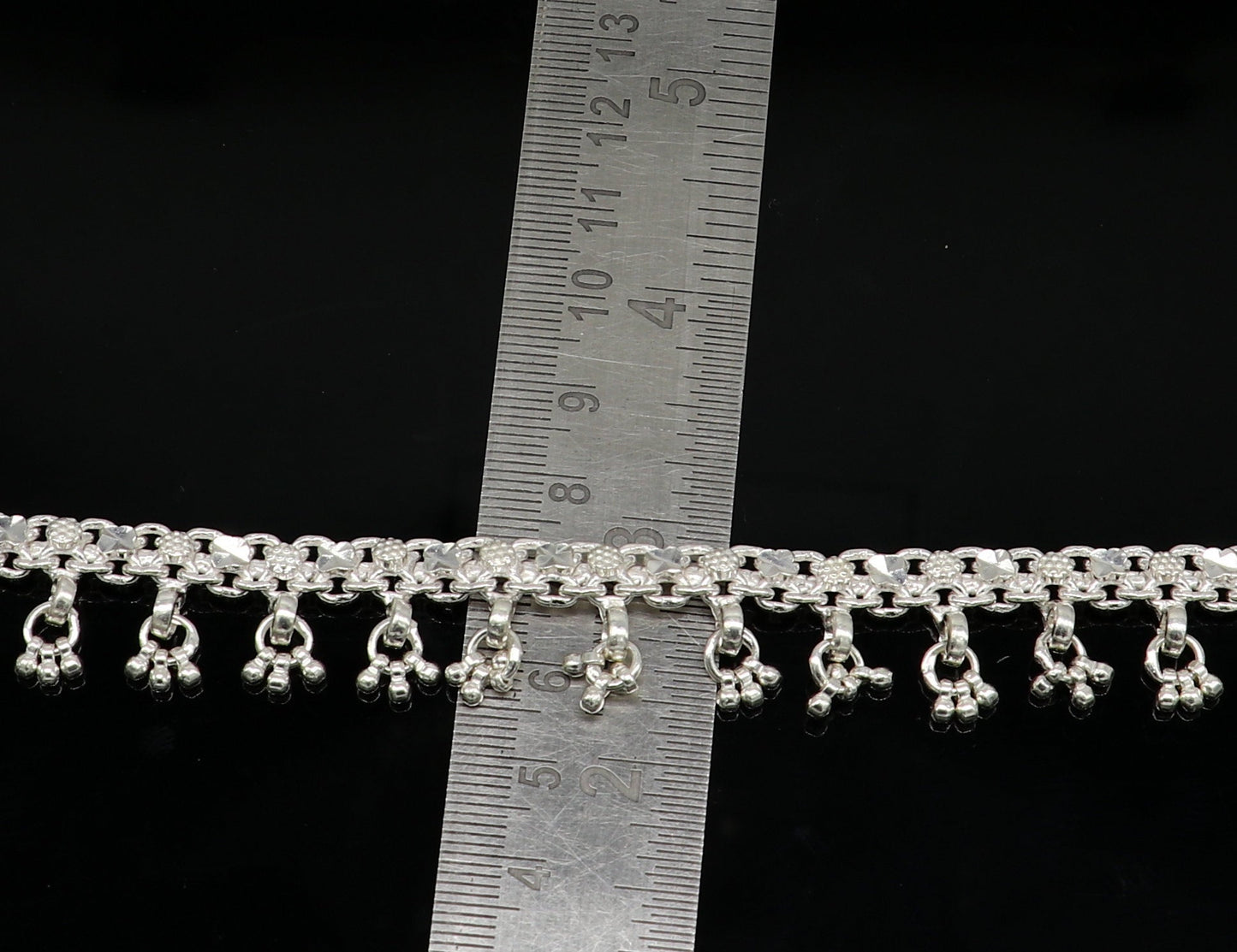 10.5" sterling silver solid handmade vintage stylish anklet bracelet foot bracelet tribal belly dance wedding tribal jewelry gifting ank383 - TRIBAL ORNAMENTS