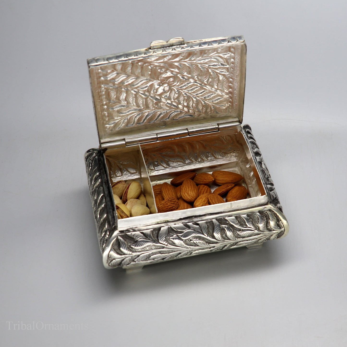 925 sterling silver Vintage antique work design handmade dry fruit box, container casket box, best brides gift, corporation gift box10 - TRIBAL ORNAMENTS