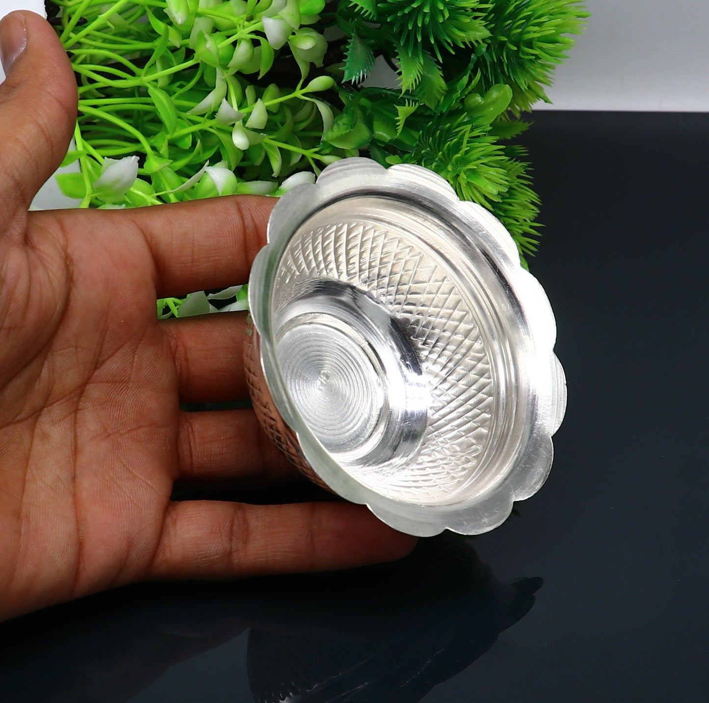 999 fine silver exclusive handcrafted work light weight baby bowl, puja utensils, silver article, silver utensils, silver vessel baby sv208 - TRIBAL ORNAMENTS