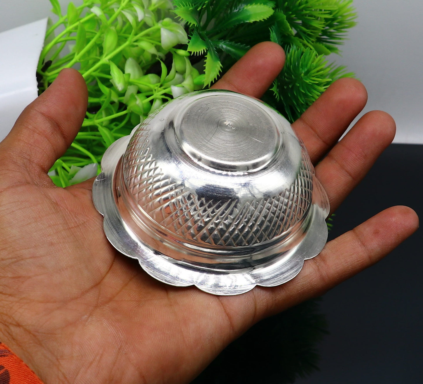 999 fine silver exclusive handcrafted work light weight baby bowl, puja utensils, silver article, silver utensils, silver vessel baby sv208 - TRIBAL ORNAMENTS