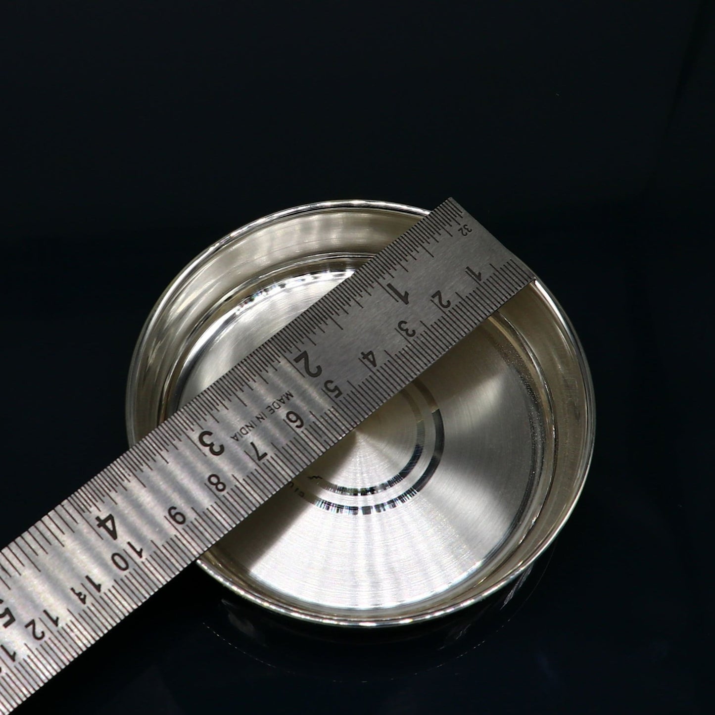 999 fine solid silver handmade tray/ plate for baby food serving, silver vessels, silver utensils,best new born baby gift india sv213 - TRIBAL ORNAMENTS