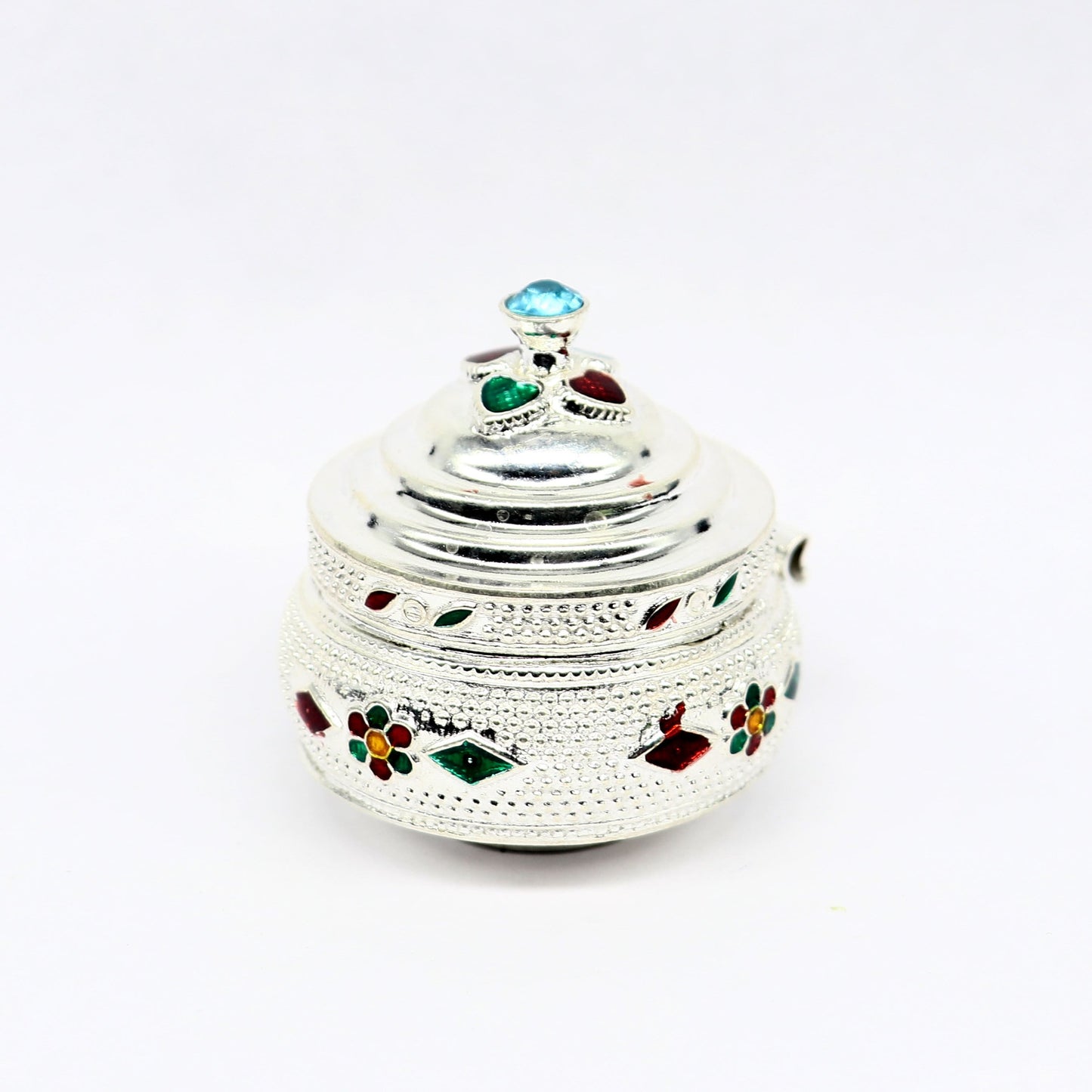 Vintage antique design Solid silver handmade trinket box, God serving Prasad container box, kumkum box, sindur box, best brides gift stb126 - TRIBAL ORNAMENTS