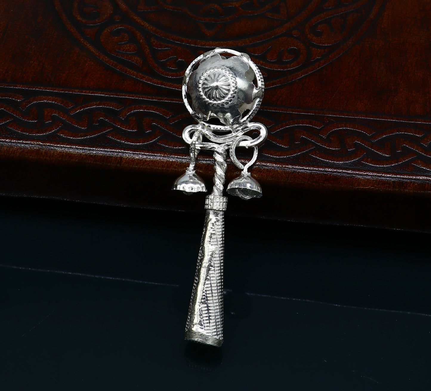 Solid sterling silver handmade design new born baby gifting bells toy, baby krishna gifting toy, silver whistle, silver temple article su338 - TRIBAL ORNAMENTS