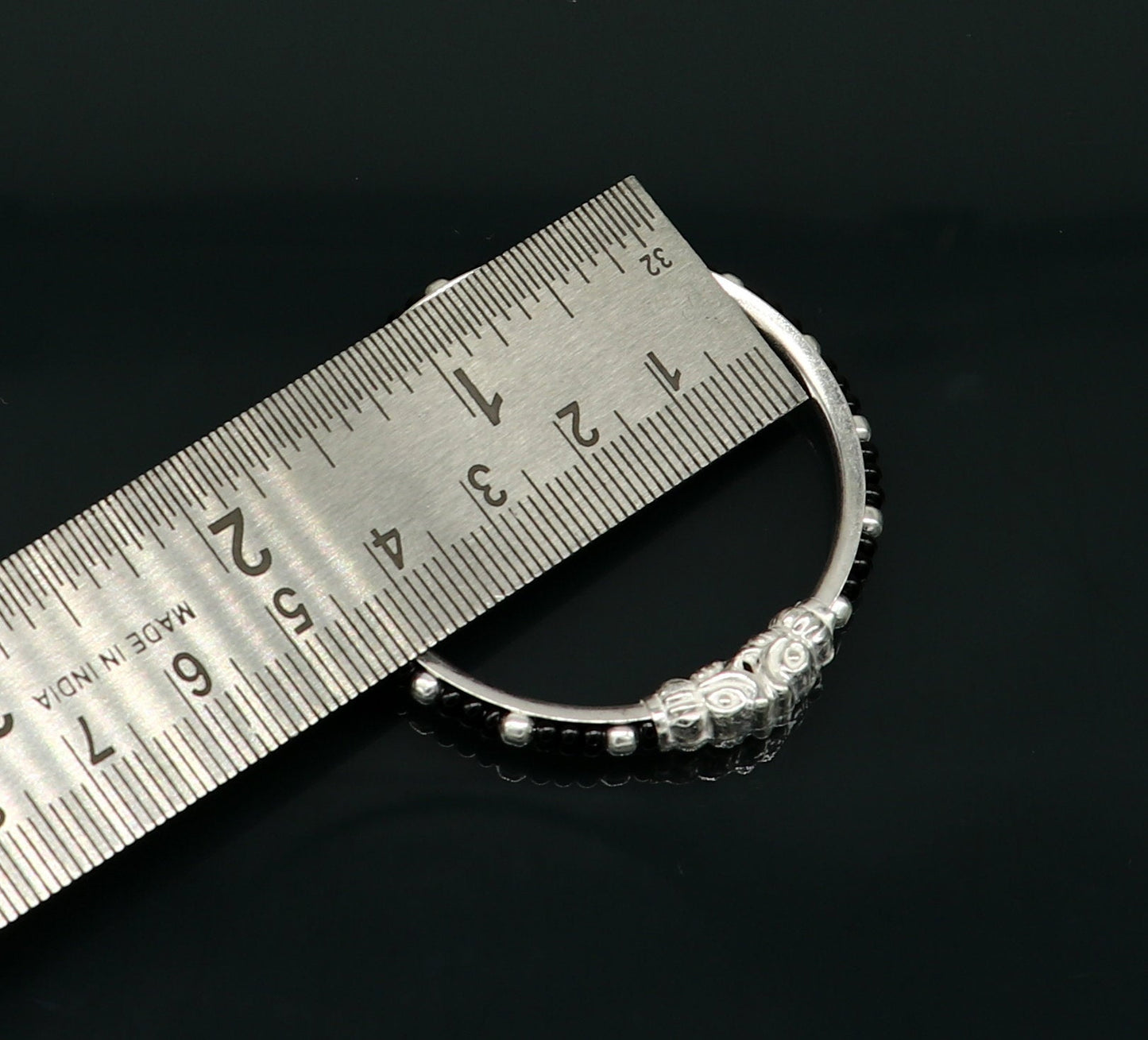 Vintage style handmade crocodile face sterling silver bangle bracelet silver beads customized evil eye nazariya tribal kids jewelry nbbk228 - TRIBAL ORNAMENTS