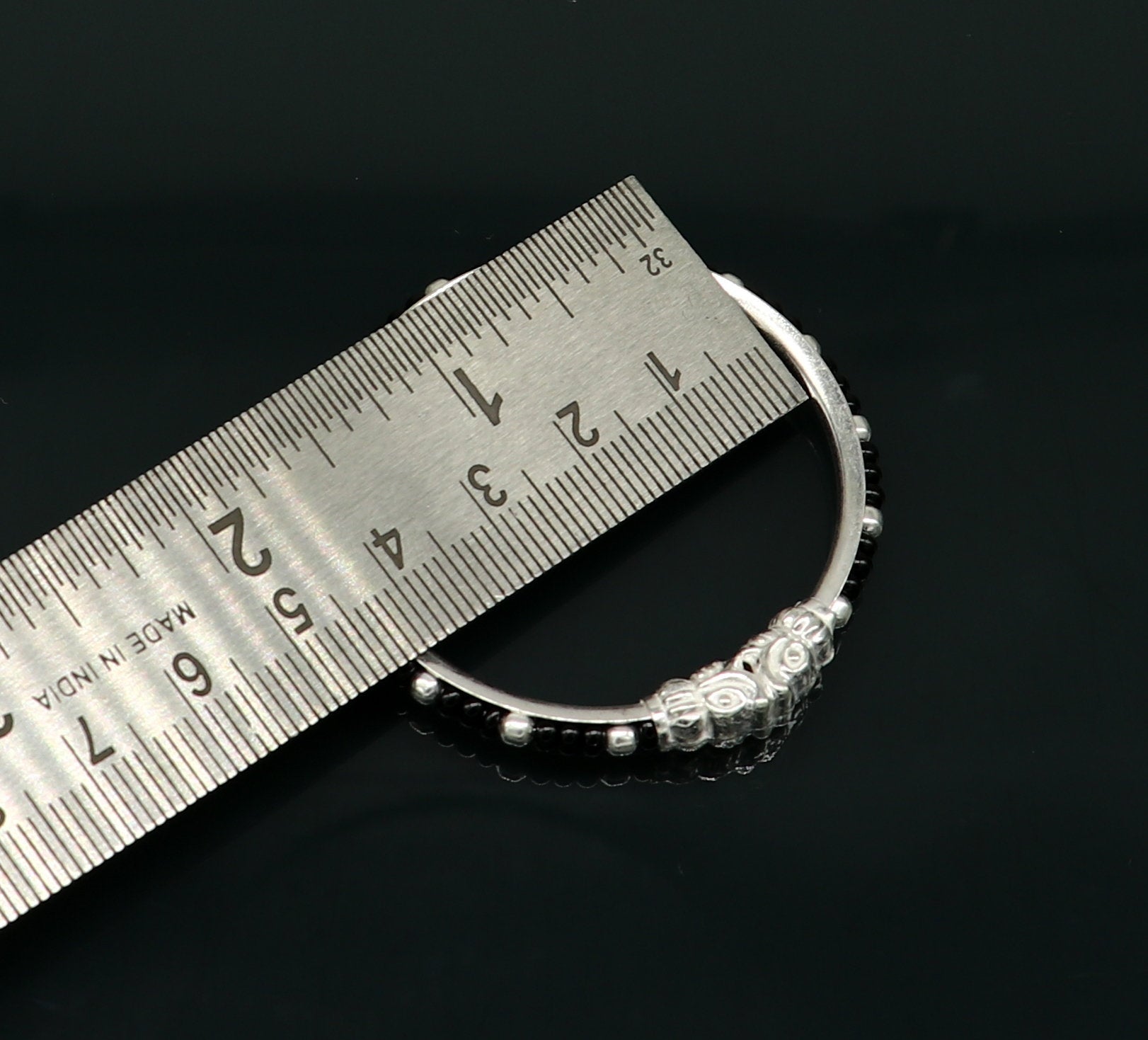 Vintage style handmade crocodile face sterling silver bangle bracelet silver beads customized evil eye nazariya tribal kids jewelry nbbk228 - TRIBAL ORNAMENTS