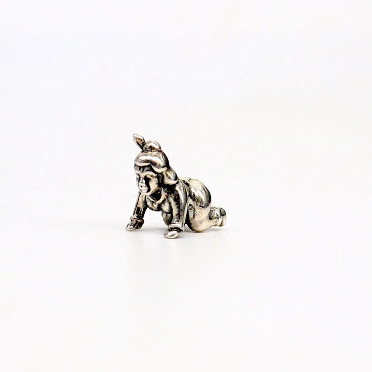925 Solid silver handmade customized idol little krishna, Bal Gopal,crawling Krishna small statue sculpture home temple puja article art40 - TRIBAL ORNAMENTS