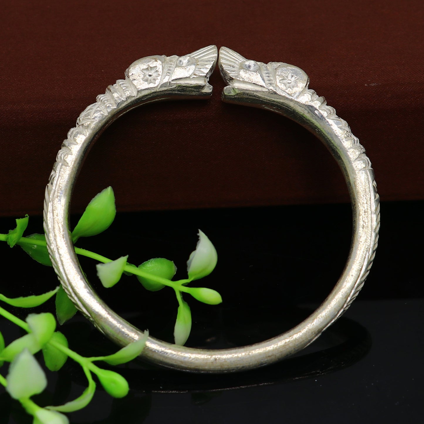 Vintage design handmade Solid silver men's bangle bracelet adjustable kada solid crocodile face tribal design bangle gifting kada nssk441 - TRIBAL ORNAMENTS