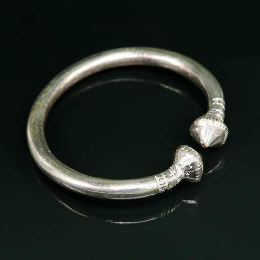 Vintage design handmade Solid silver men's plain bangle bracelet adjustable kada solid tribal design bangle gifting kada nssk439 - TRIBAL ORNAMENTS