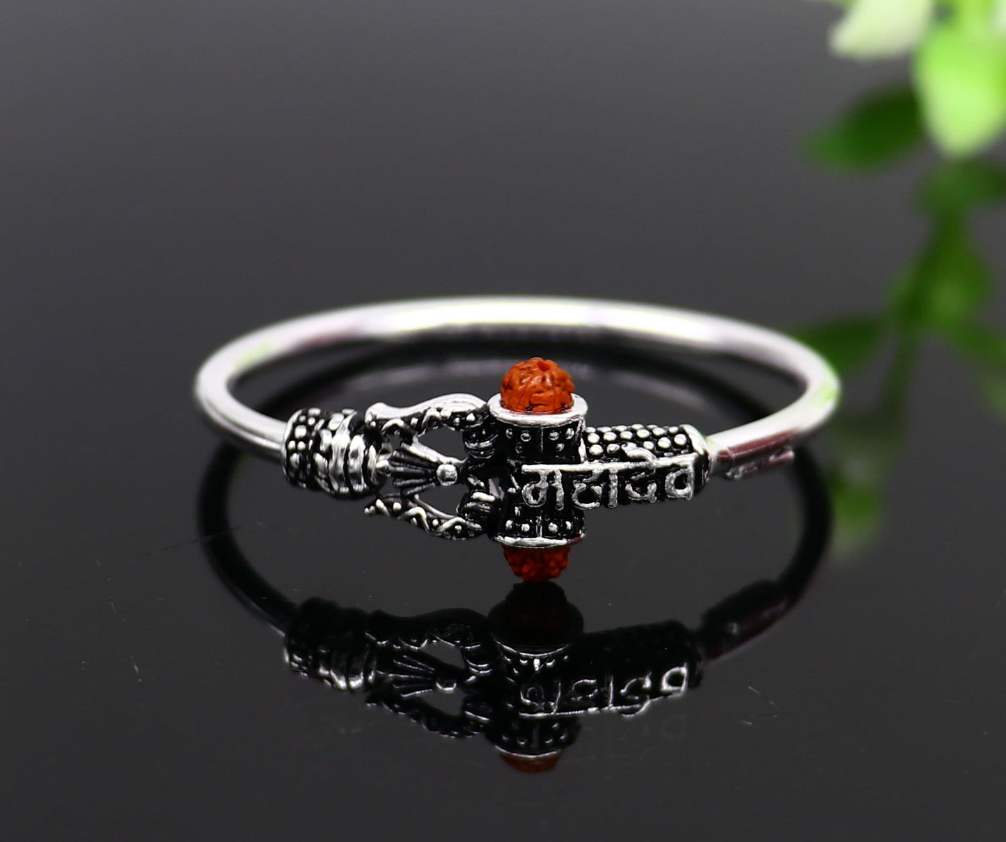 Handmade vintage design sterling silver baby/kids bangle kada, excellent lord shiva Mahadeva bangle bracelet Bahubali kada gifting nbbk239 - TRIBAL ORNAMENTS