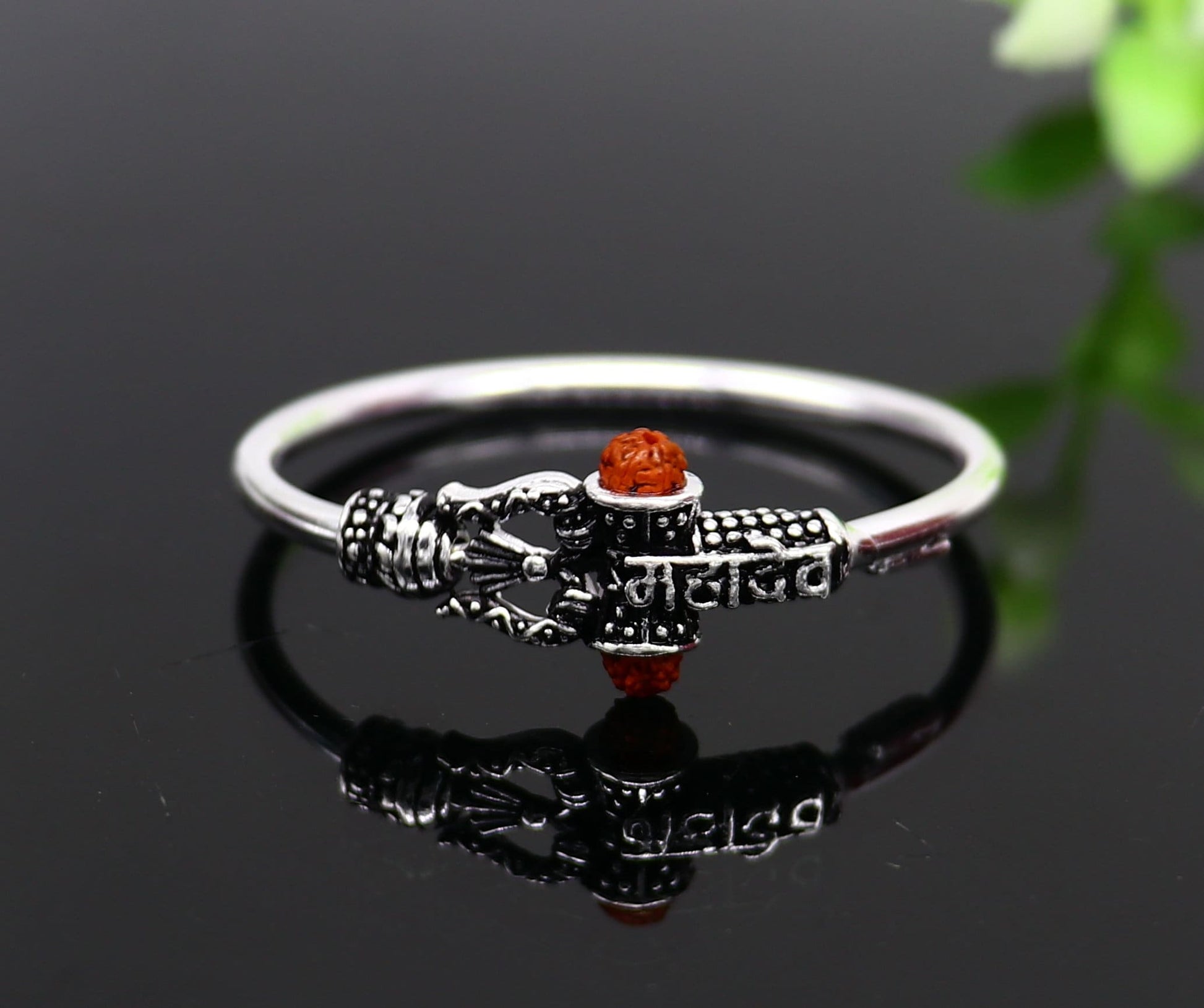 Handmade vintage design sterling silver baby/kids bangle kada, excellent lord shiva Mahadeva bangle bracelet Bahubali kada gifting nbbk239 - TRIBAL ORNAMENTS