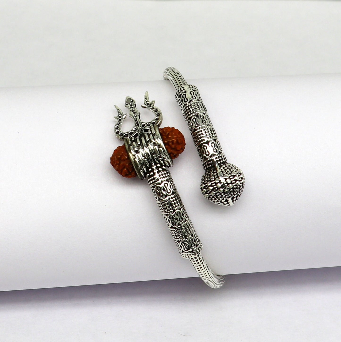 925 sterling silver customized lord shiva trident trishul With Rudraksha bangle bracelet kada, best gift for girl's or boy's nssk428 - TRIBAL ORNAMENTS