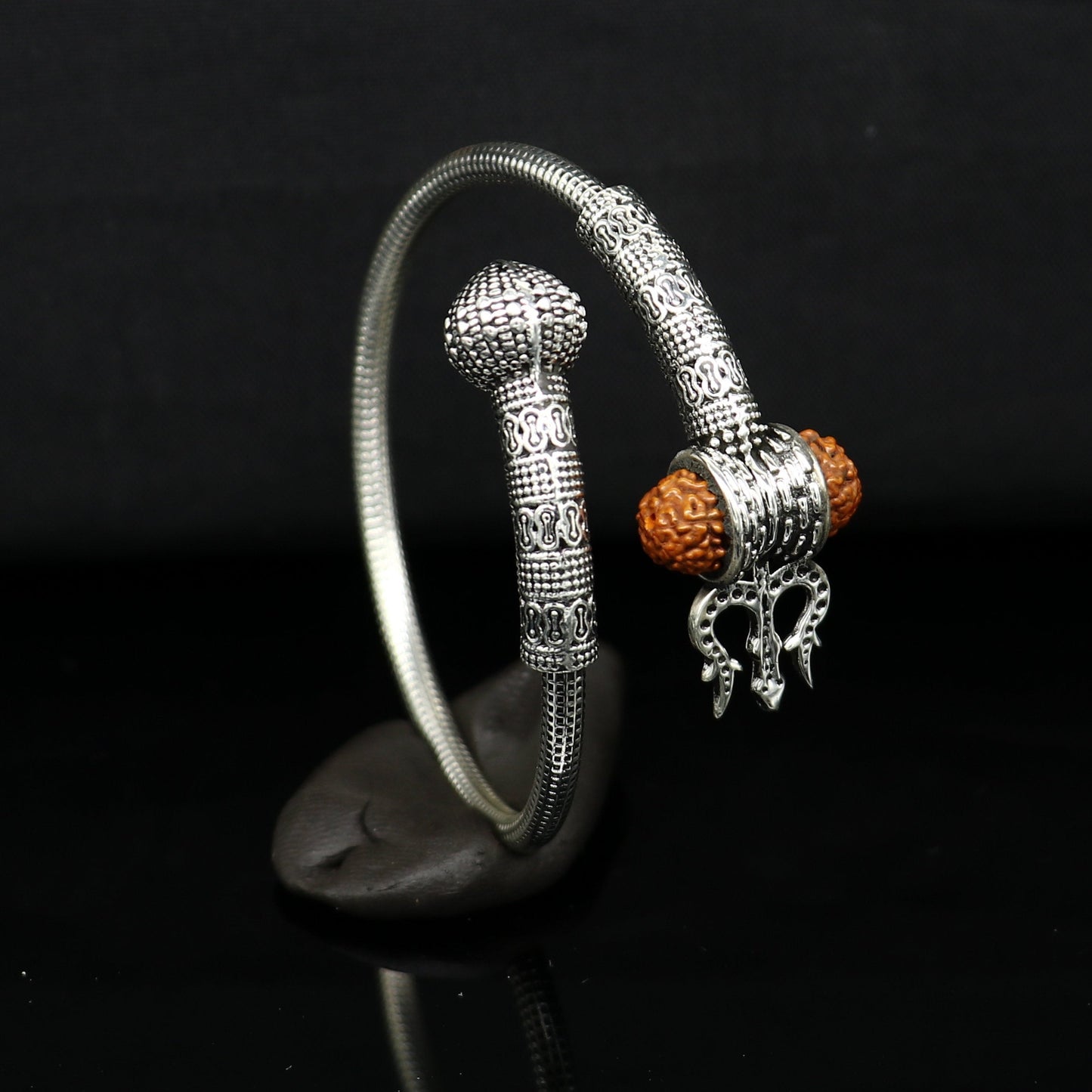 925 sterling silver customized lord shiva trident trishul With Rudraksha bangle bracelet kada, best gift for girl's or boy's nssk428 - TRIBAL ORNAMENTS