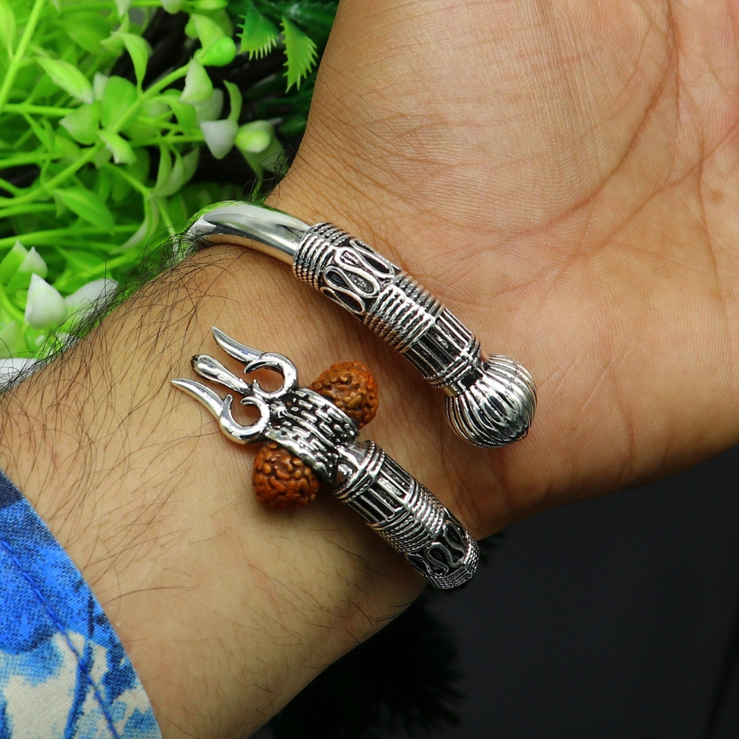 Devine 925 sterling silver handmade lord Shiva trident Trishul bangle bracelet kada, best gift for girl's or boy's stunning bangle nssk420 - TRIBAL ORNAMENTS