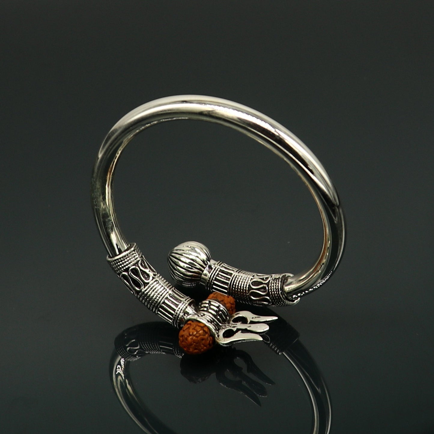 Real 925 sterling silver handmade lord Shiva trident Trishul bangle bracelet kada, best gift for girl's or boy's stunning bangle nssk418 - TRIBAL ORNAMENTS