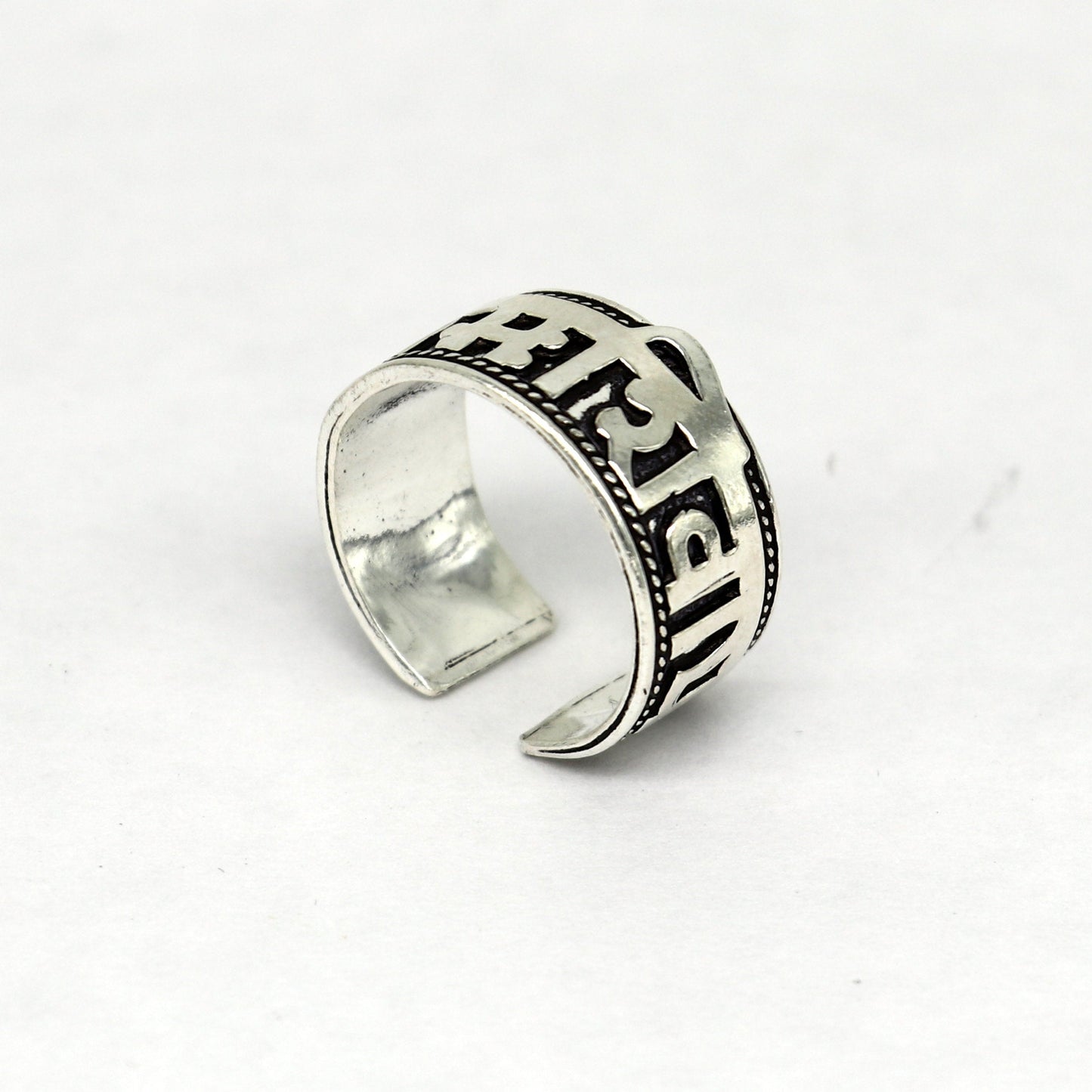 925 sterling silver 11mm wide solid handmade Adjustable idol shiva mantra "Aum Namah Shivay" ring band, thumb ring oxidized jewelry ring320 - TRIBAL ORNAMENTS