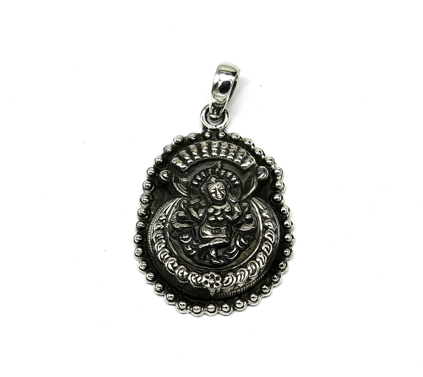 925 sterling silver Vintage antique design handmade God Krishna fabulous pendant tribal belly dance temple jewelry from india nsp426 - TRIBAL ORNAMENTS