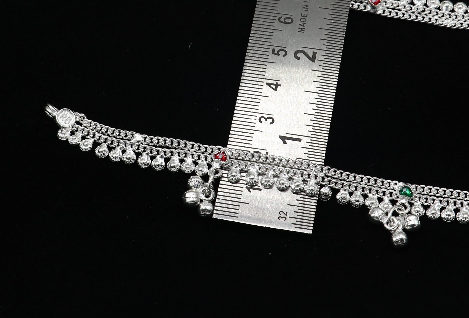 5.5" inch handmade solid sterling silver baby kids ankle bracelet unisex new born baby anklet foot bracelet customized charm bracelet ank389 - TRIBAL ORNAMENTS