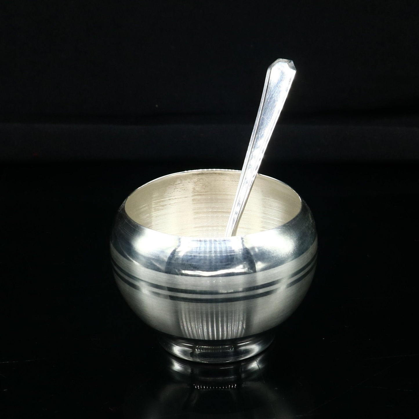 999 fine silver handmade small baby bowl and spoon set, silver tumbler, flask, stay baby/kids healthy, silver vessel utensils sv172 - TRIBAL ORNAMENTS