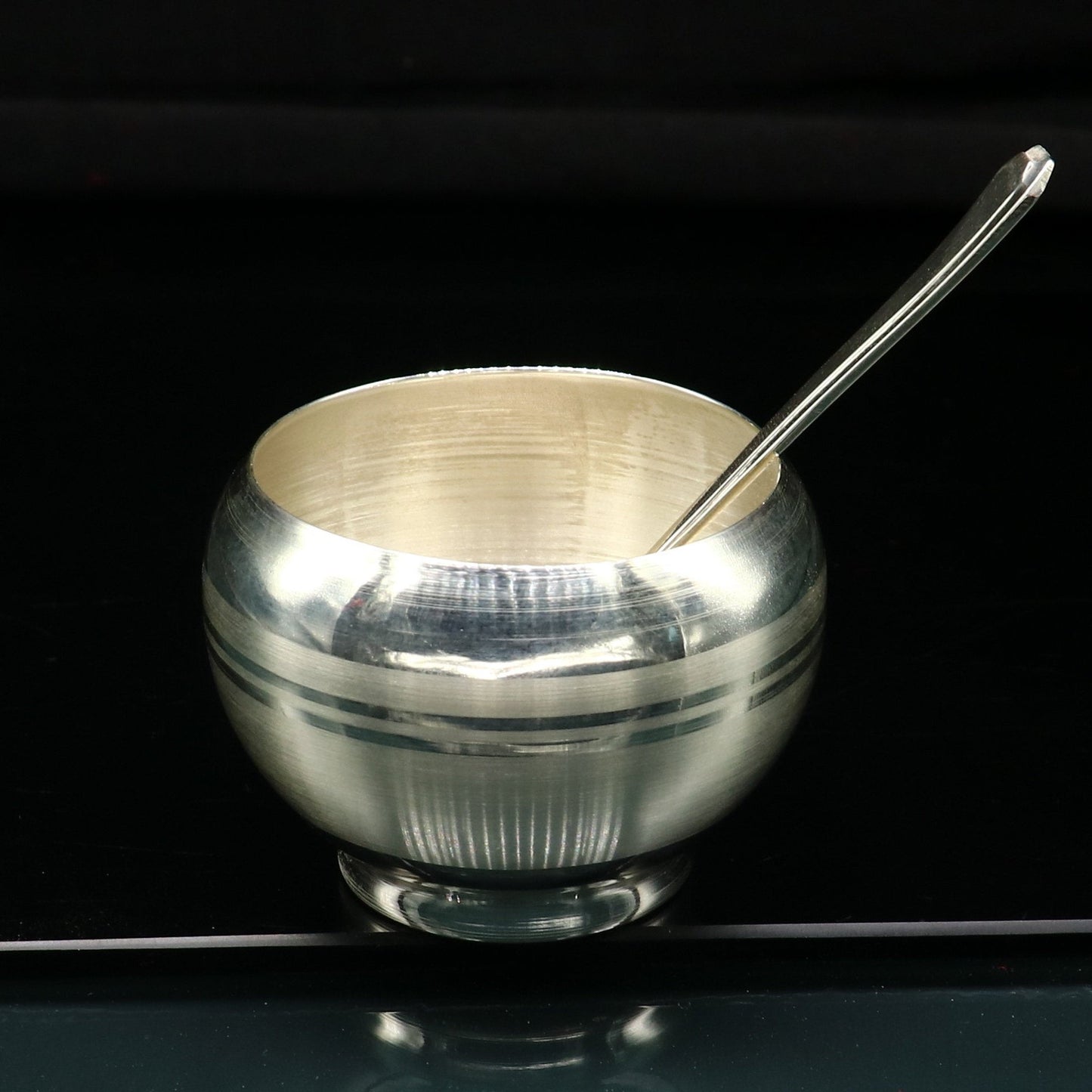 999 fine silver handmade small baby bowl and spoon set, silver tumbler, flask, stay baby/kids healthy, silver vessel utensils sv172 - TRIBAL ORNAMENTS