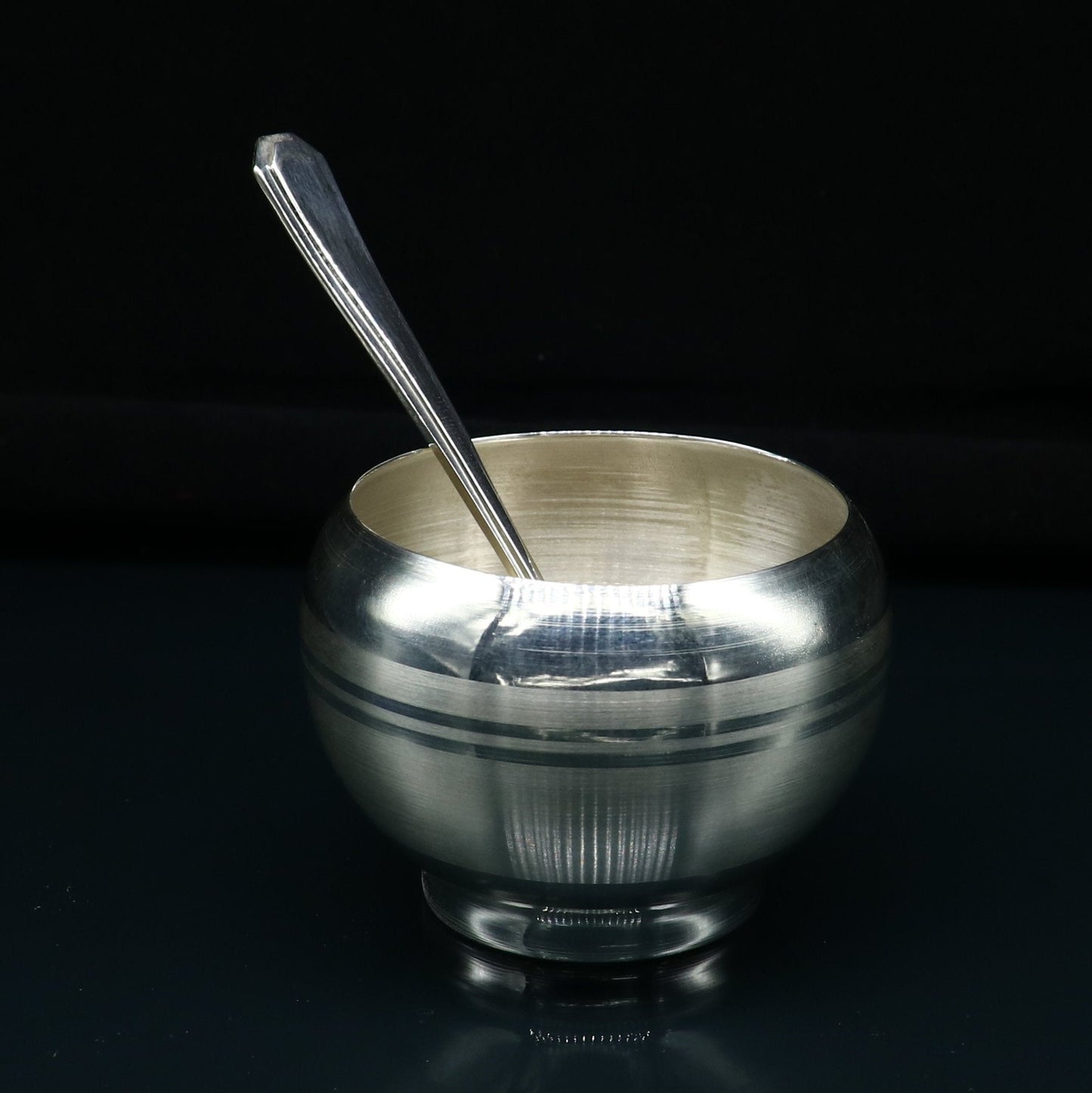 999 fine silver handmade small baby bowl and spoon set, silver tumbler, flask, stay baby/kids healthy, silver vessel utensils sv172 - TRIBAL ORNAMENTS