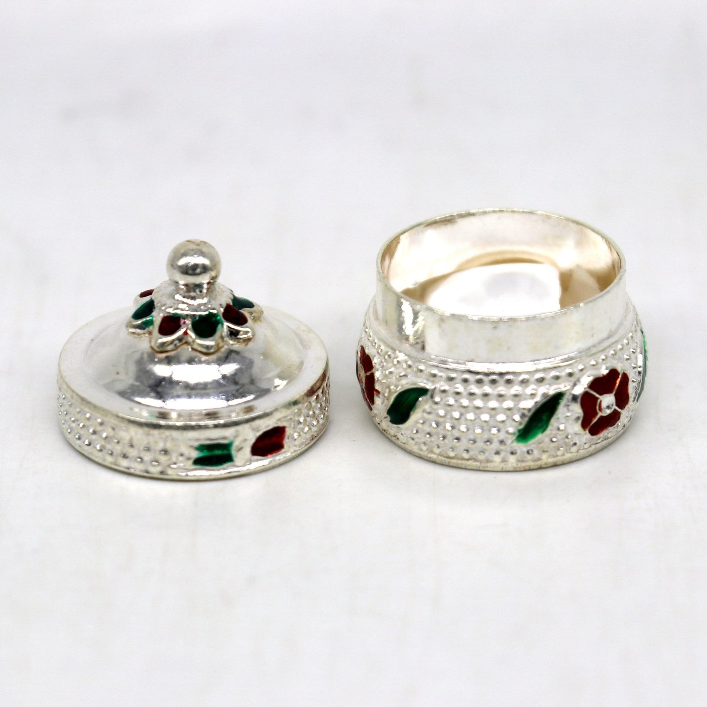 925 sterling silver unique antique design handmade brides eyes kajal box, surma box, kumkum sindur box, small trinket box article stb103 - TRIBAL ORNAMENTS