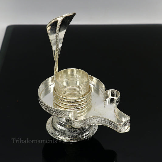 Pure 925 solid sterling silver lord shiva lingam stand/jalheri, use for put/hold shiva lingam in home temple, Shiva Vratam puja art su361 - TRIBAL ORNAMENTS