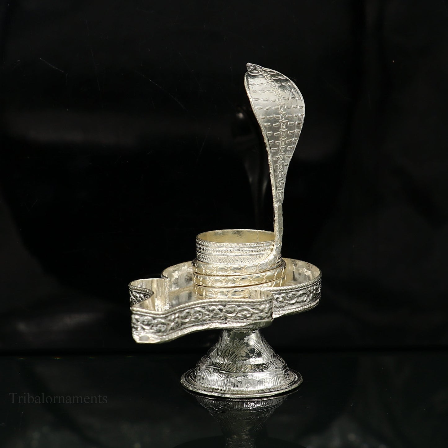 Pure 925 solid sterling silver lord shiva lingam stand/jalheri, use for put/hold shiva lingam in home temple, Shiva Vratam puja art su363 - TRIBAL ORNAMENTS