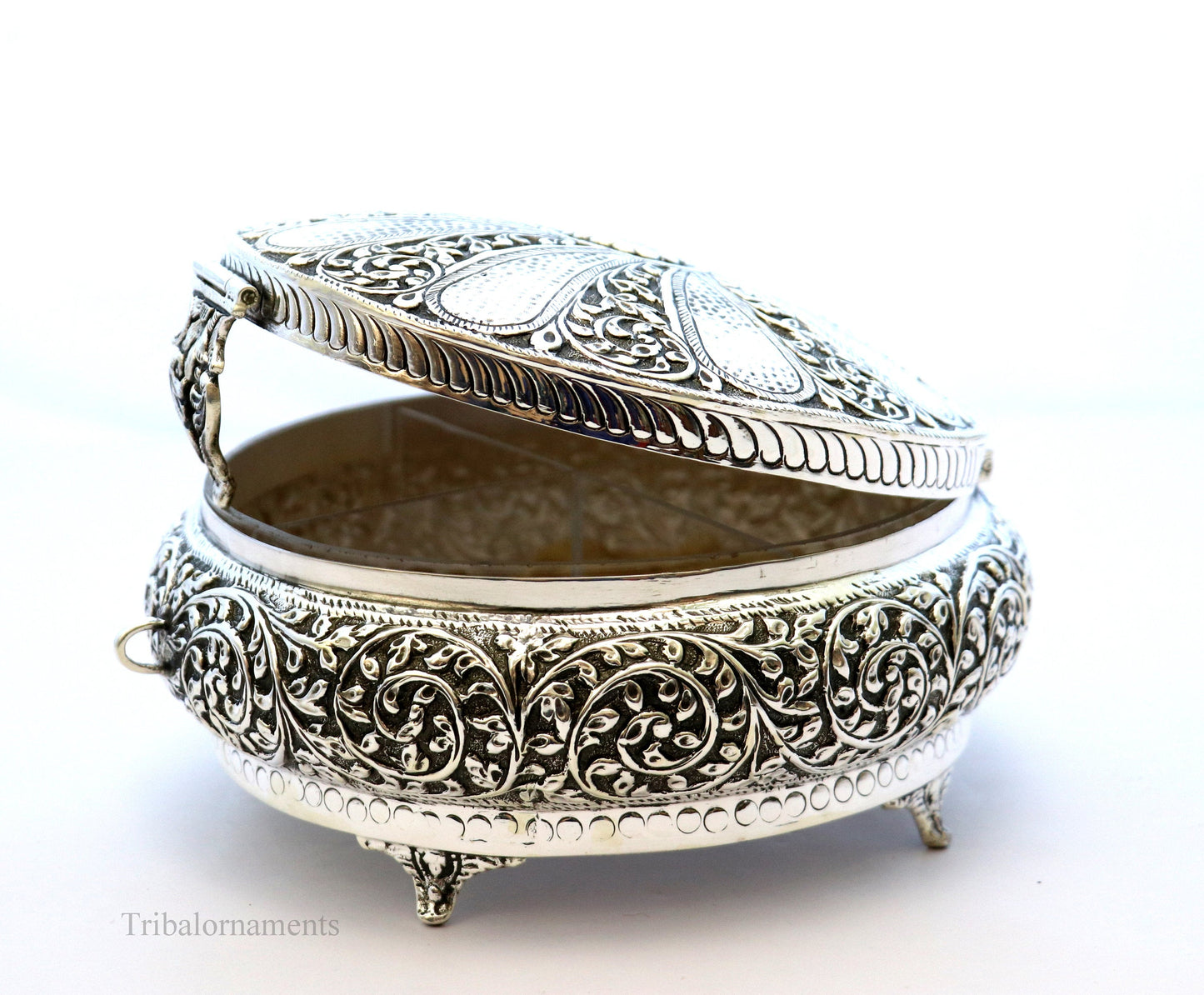 Vintage antique Royal design handmade 925 sterling silver dry fruit box, candy box, jewelry box, best brides gift or corporation gift box02 - TRIBAL ORNAMENTS