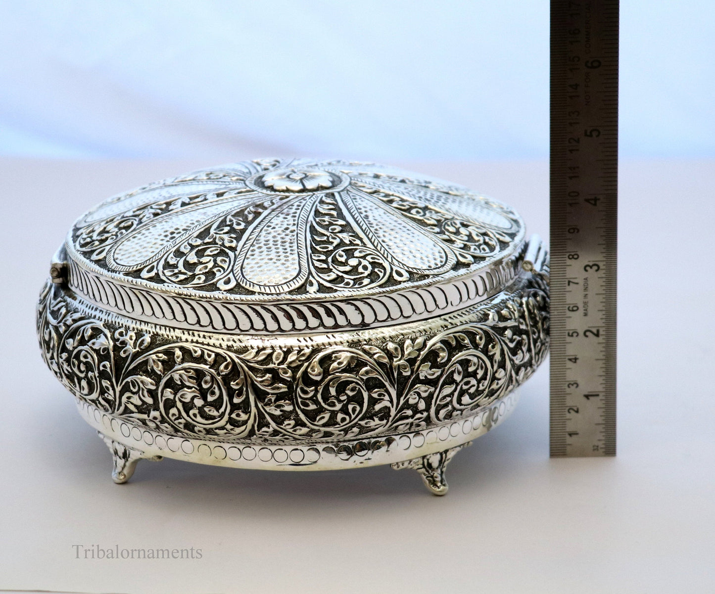 Vintage antique Royal design handmade 925 sterling silver dry fruit box, candy box, jewelry box, best brides gift or corporation gift box02 - TRIBAL ORNAMENTS