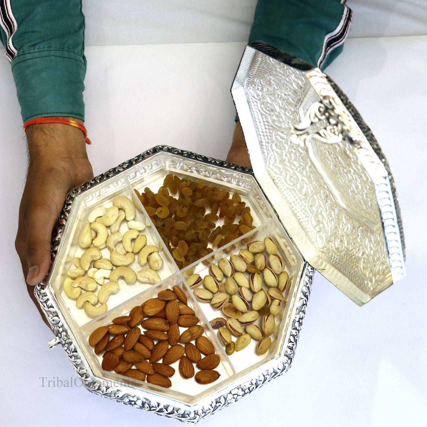 Vintage antique Royal design handmade 925 sterling silver dry fruit box, candy box, jewelry box, best brides gift or corporation gift box03 - TRIBAL ORNAMENTS