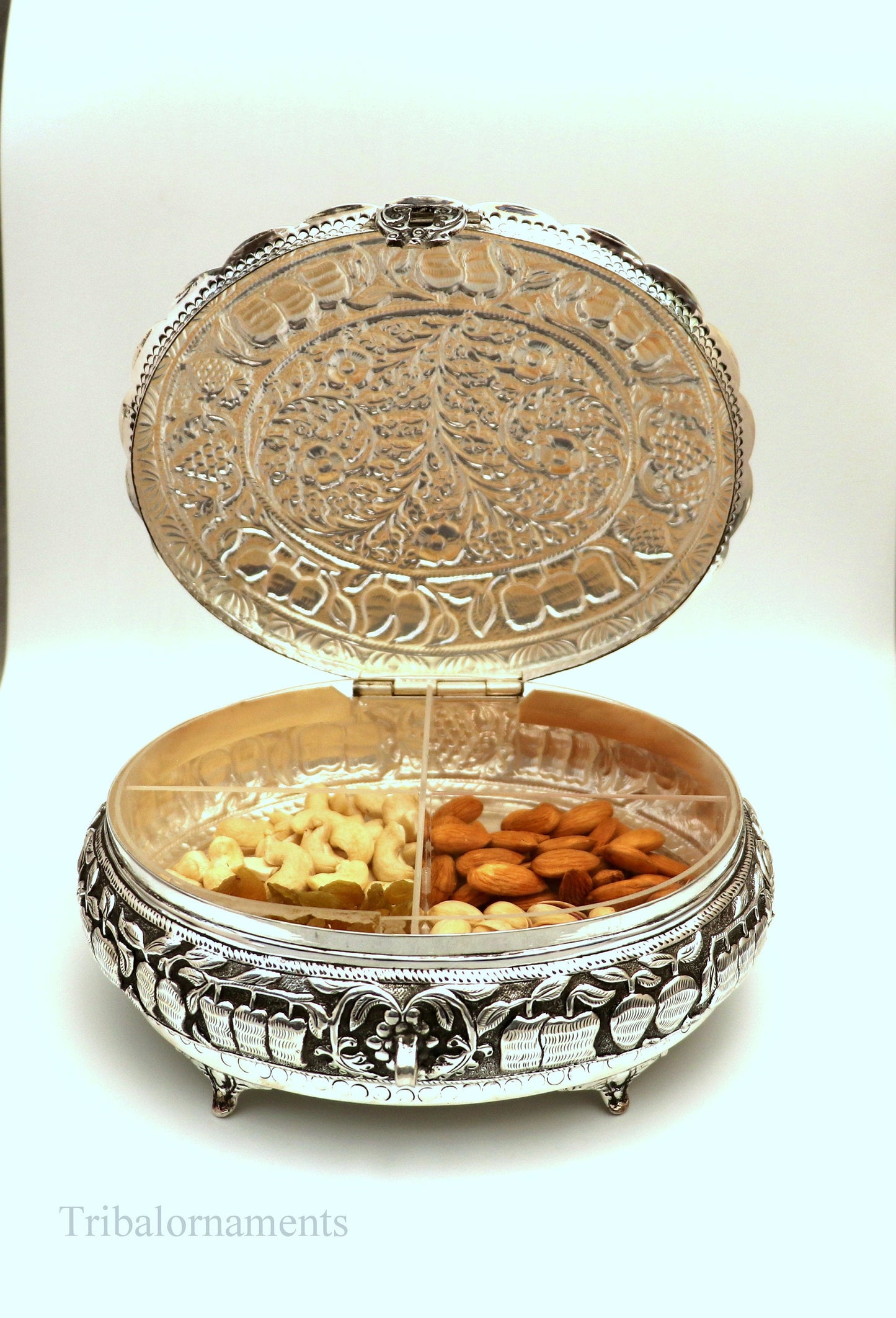 925 sterling silver Vintage antique Royal design handmade dry fruit box, candy box, jewelry box, best brides gift, corporation gift box05 - TRIBAL ORNAMENTS