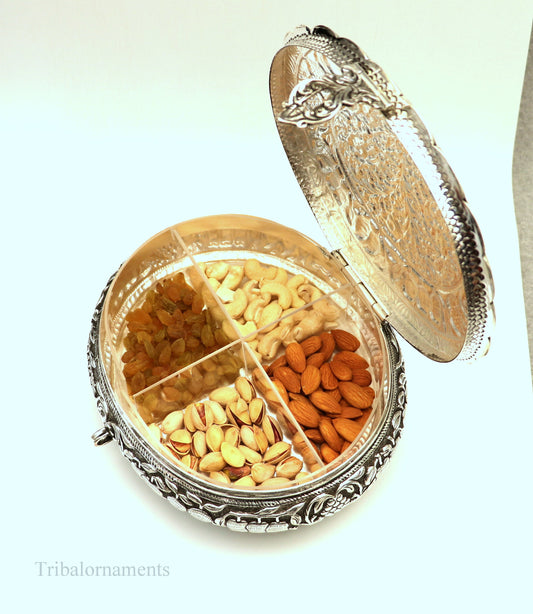 925 sterling silver Vintage antique Royal design handmade dry fruit box, candy box, jewelry box, best brides gift, corporation gift box05 - TRIBAL ORNAMENTS