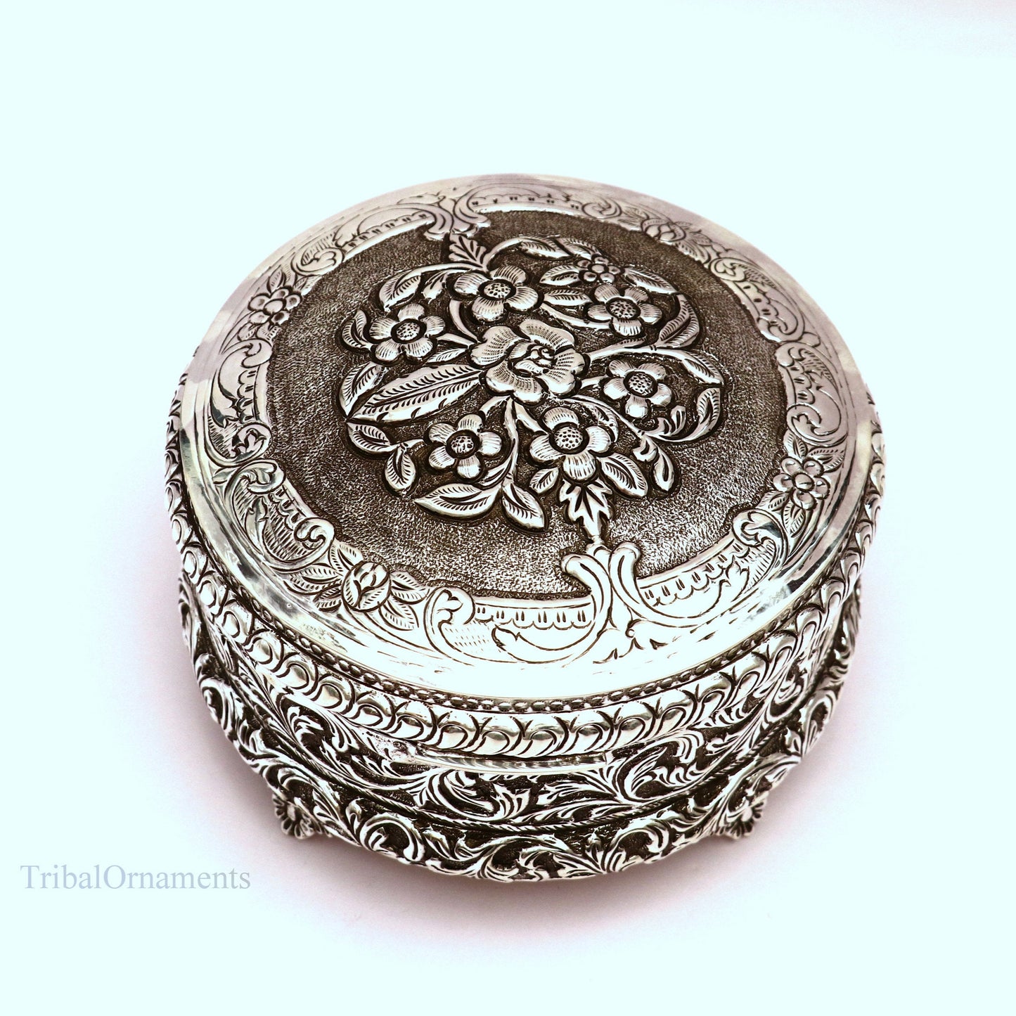 925 sterling silver Vintage antique Royal design handmade dry fruit box, candy box, jewelry box, best brides gift, corporation gift box04 - TRIBAL ORNAMENTS