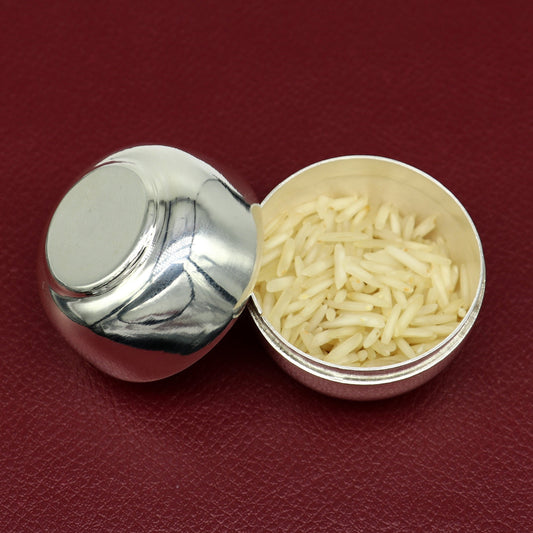 999 fine silver handmade gorgeous small Prasadam bowl or box, trinket box, container box, brides Sindur box, solid silver article sv187 - TRIBAL ORNAMENTS