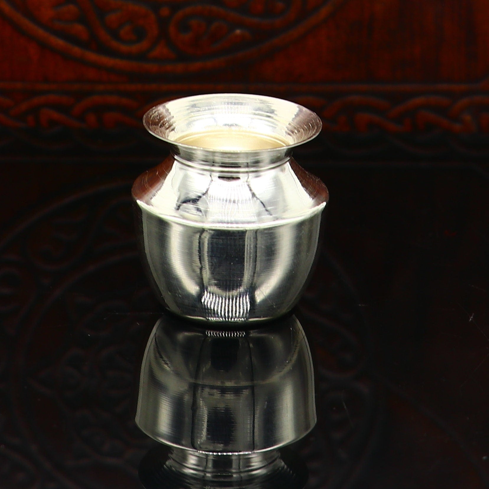Pure 925 sterling silver handmade plain small Kalash or pot, unique special silver puja article, water or milk kalash pot india sv220 - TRIBAL ORNAMENTS