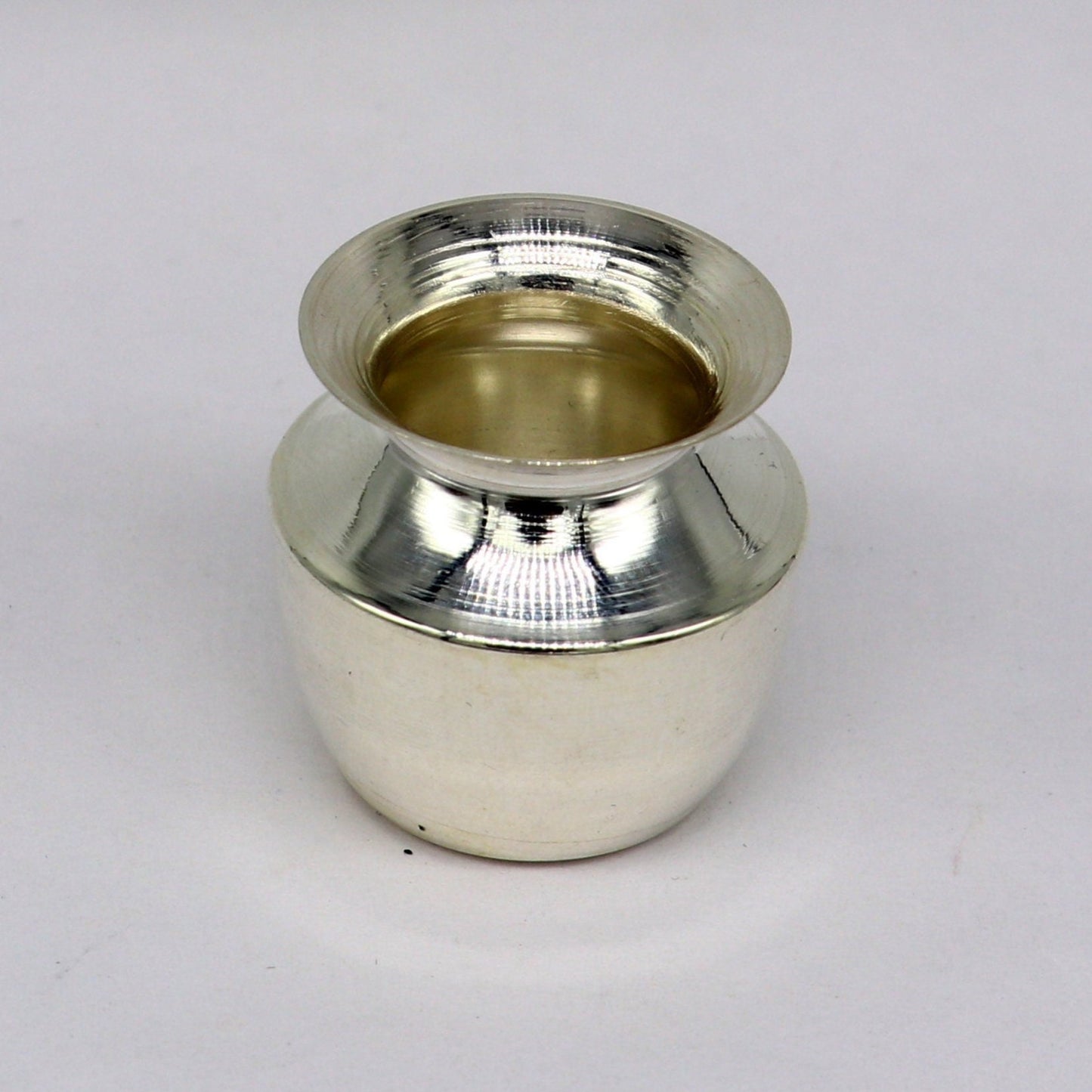 Pure 925 sterling silver handmade plain small Kalash or pot, unique special silver puja article, water or milk kalash pot india sv220 - TRIBAL ORNAMENTS