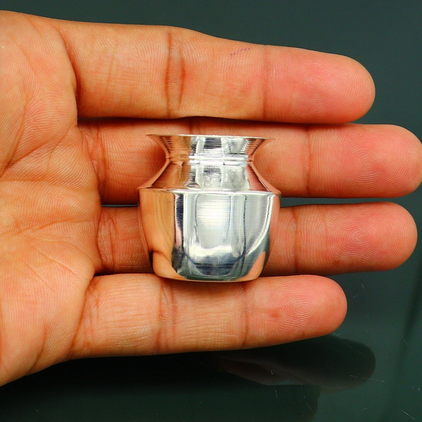 Pure 925 sterling silver handmade plain small Kalash or pot, unique special silver puja article, water or milk kalash pot india sv220 - TRIBAL ORNAMENTS