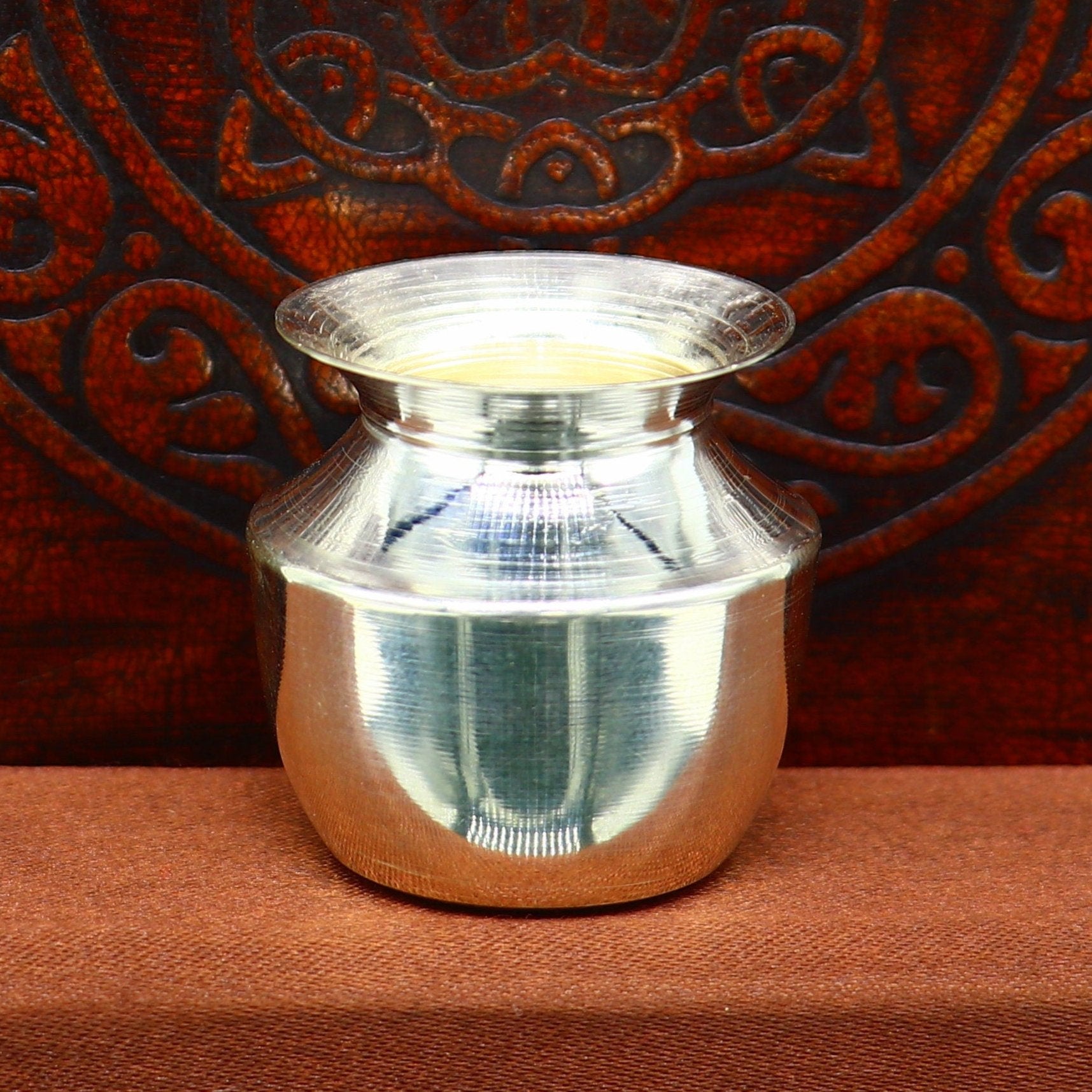 Pure 925 sterling silver handmade plain small Kalash or pot, unique special silver puja article, water or milk kalash pot india sv220 - TRIBAL ORNAMENTS