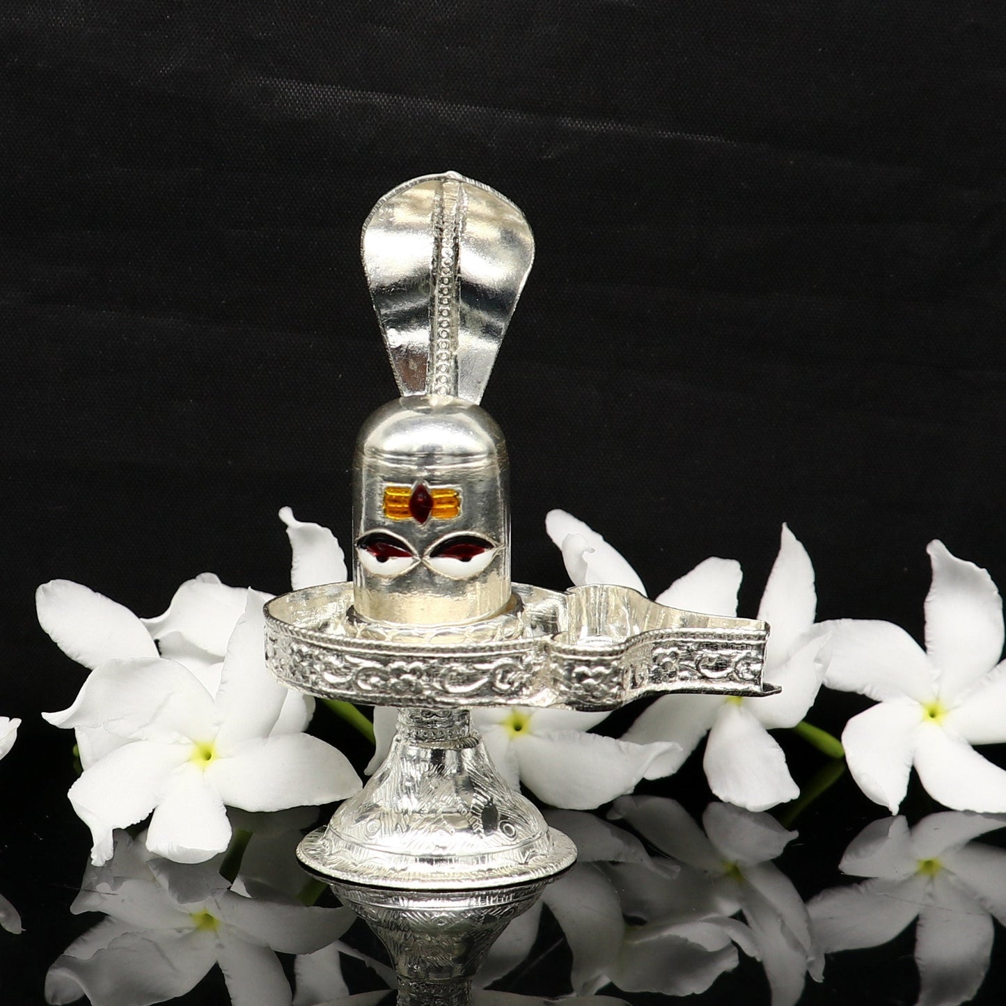 925 sterling silver handmade small Lord shiva-Linga Stand, silver utensil, silver puja temple art, shiva lingam stand with serpent art35 - TRIBAL ORNAMENTS