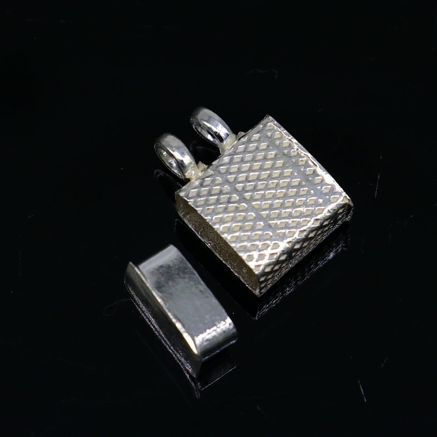 Solid Sterling silver handmade gorgeous Square shape handmade amulet box amulet pendant, mantra box, silver tabiz/mascot kavacham ssp700 - TRIBAL ORNAMENTS