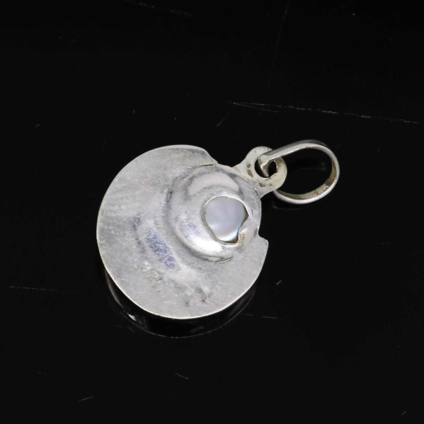 925 sterling silver handmade moon pendant with natural pearl, stunning unisex pearl moon pendant, best gifting jewelry from india ssp648 - TRIBAL ORNAMENTS