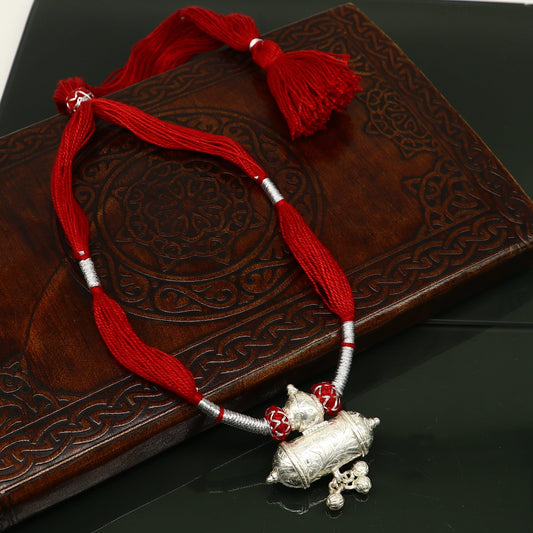 Customized indian traditional design vintage lookt solid silver charm necklace, stunning brides wedding necklace tribal jewelry set209 - TRIBAL ORNAMENTS