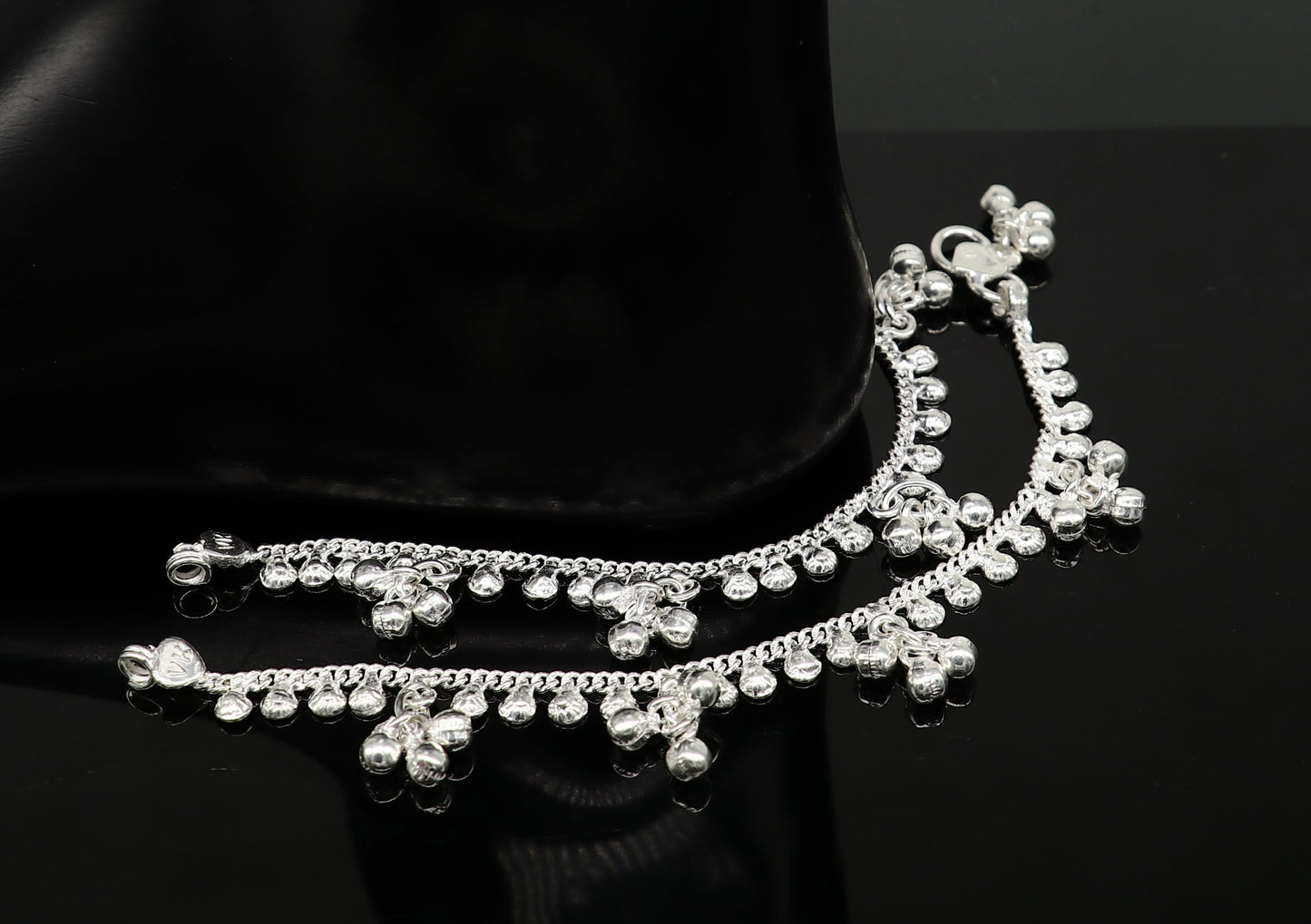 5.5" inch handmade solid sterling silver baby kids ankle bracelet unisex baby anklet foot bracelet customized charm kids bracelet ank423 - TRIBAL ORNAMENTS