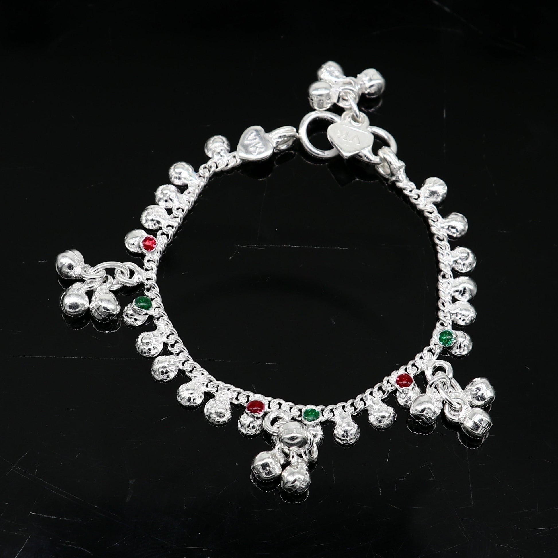 5.5" inches long handmade solid sterling silver baby kids ankle bracelet elegant dainty customized charm bracelet unisex baby jewelry ank426 - TRIBAL ORNAMENTS